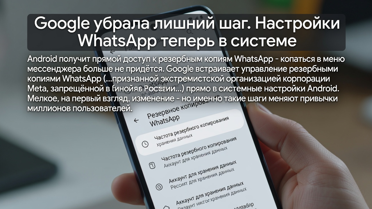 Google убрала лишний шаг. Настройки WhatsApp теперь в системе